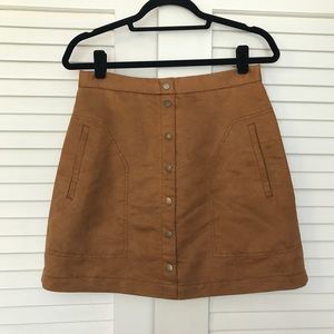 Camel colored faux suede mini skirt